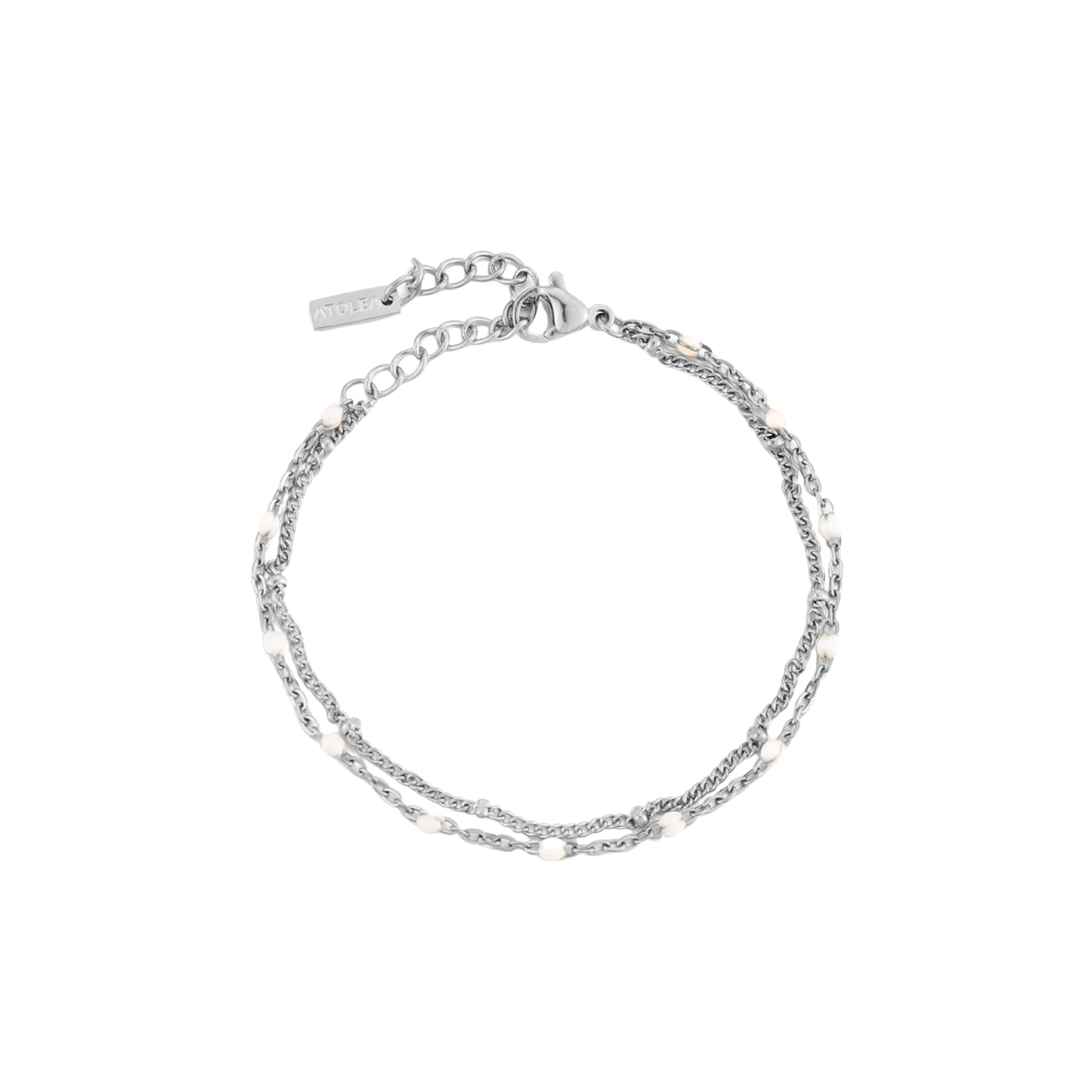 Double White Beaded Bracelet